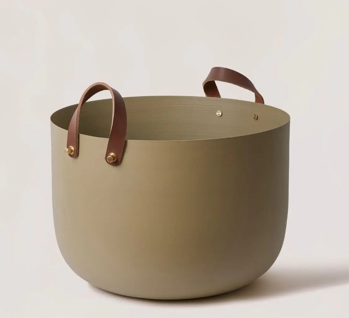Leather Handle Storage Basket